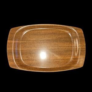 Vintage Pyrex USA Rectangular Tray Faux Wood Grain Brown Glass Mid Century 12x8